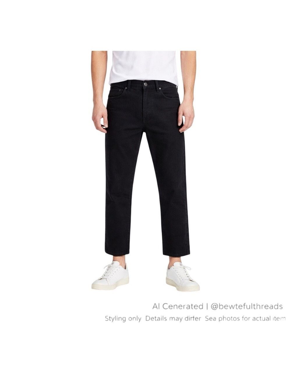 UNIQLO UJ Black Cropped Straight Jeans 34x26 Minimalist